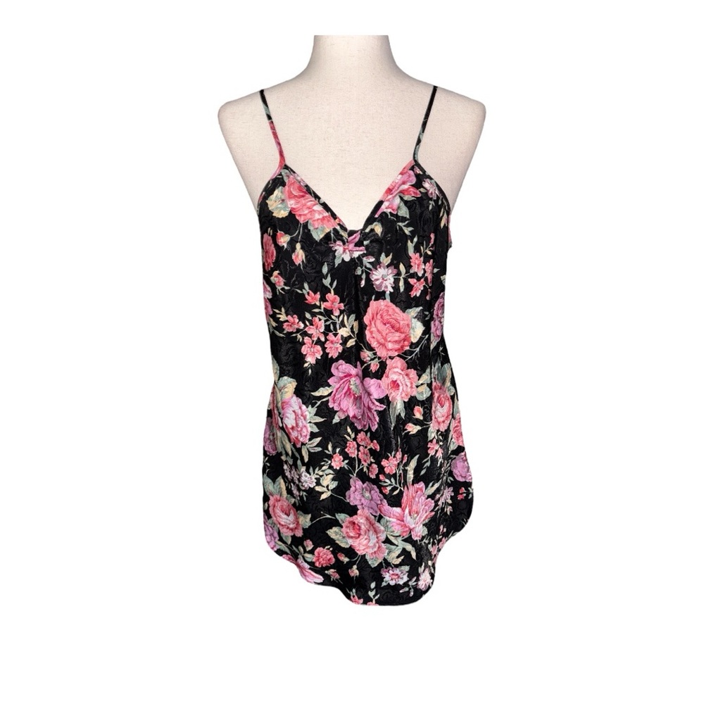 LA Intimates black floral slip dress